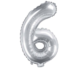 Ditipo Inflatable foil balloon number 6 silver 35 cm 1 piece