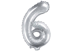 Ditipo Inflatable foil balloon number 6 silver 35 cm 1 piece