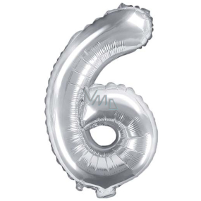 Ditipo Inflatable foil balloon number 6 silver 35 cm 1 piece