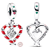 Charm Sterling silver 925 Two heart shaped lollipops - Sweet Christmas, pendant for bracelet