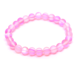 Opalit pink matt bracelet elastic, synthetic stone ball 6 mm / 16 cm, for children, wishing and hope stone