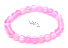 Opalit pink matt bracelet elastic, synthetic stone ball 6 mm / 16 cm, for children, wishing and hope stone