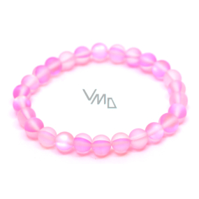 Opalit pink matt bracelet elastic, synthetic stone ball 6 mm / 16 cm, for children, wishing and hope stone