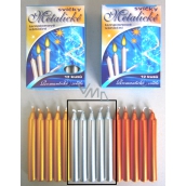 Romantic Light Christmas Candle Box Burning 90 Minutes Metallic Silver 12 Pieces