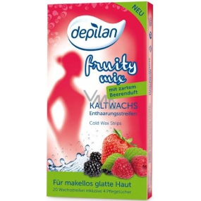 Depilan Fruity Mix depilatory strips for the body 20 pieces and hydrating wipes 4 pieces