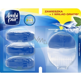 Ambi Pur Fresh Water & Mint Toilet toilet block and 3 refills 4 x 55 ml