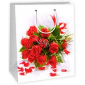 Ditipo Gift paper bag 26.4 x 13.6 x 32.7 cm white - bouquet of roses