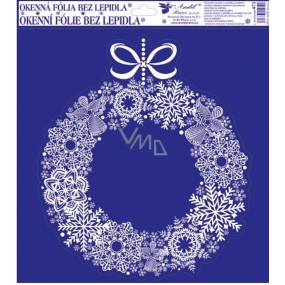 Window foil without glue with glitter, pictures of flakes wreath 33.5 x 30 cm