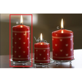 Lima Heart print candle red cylinder 60 x 130 mm 1 piece