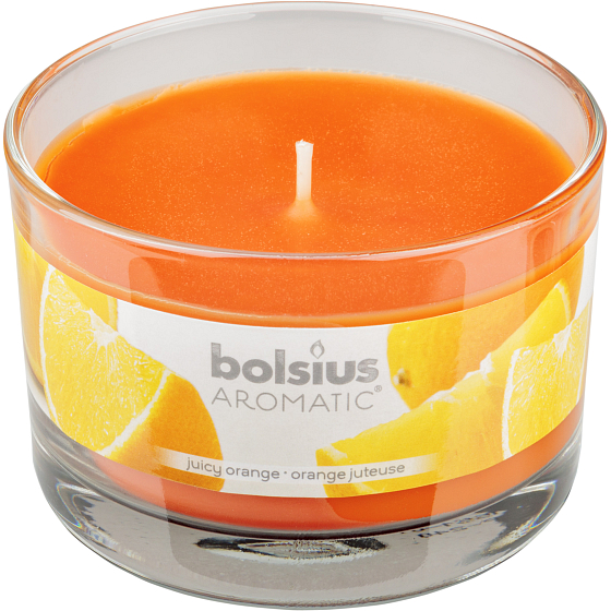 Bolsius Aromatic Juicy Orange - Orange scented candle in glass 90 x 65 mm 247 g burning time approx. 30 hours