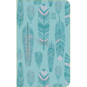 Albi Diary 2018 pocket weekly student Turquoise feathers 9.5 cm × 15.5 cm × 1.1 cm