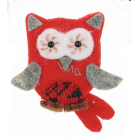 Felt owl on a red 6 cm clip