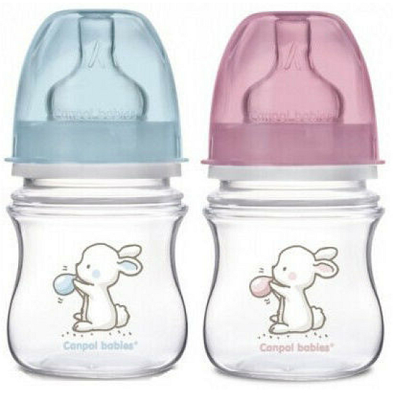 Canpol babies Little Cutie Wide neck bottle pink / blue for children from 0 months 120 ml 1 piece