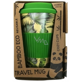 Cozy Time Bamboo Eco Tropical Leaves bamboo ecological thermo mug + silicone lid light green 450 ml