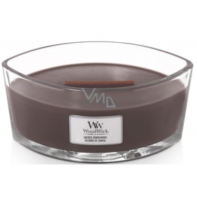 WoodWick Suede & Sandalwood - Suede sandalwood scented candle with wooden wide wick and lid 453 g