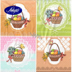 Nekupto Paper napkins 3 ply 33 x 33 cm 20 pieces Easter Eggs in baskets