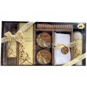 Raphael Rosalee Bella Natura Green tea shower gel 260 ml + body milk 260 ml + bath salt 100 g + body scrub 50 ml + body butter 50 ml + massage roller + towel, cosmetic set
