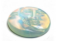 Opalite face of the sun and moon hand carved synthetic stone 5 cm, stone of wishes and hope