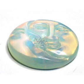 Opalite face of the sun and moon hand carved synthetic stone 5 cm, stone of wishes and hope