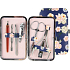 Donegal Manicure set 7 pieces dark blue with flowers 2429