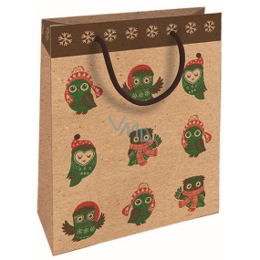 Nekupto Gift kraft bag 25 x 8 x 19 cm Christmas owls