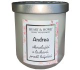 Heart & Home Fresh linen soy scented candle with the name Andrea 110 g