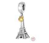 Sterling silver 925 Eiffel Tower + heart love for Paris, 2in1 travel bracelet pendant