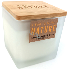 Heart & Home Nature Orange peel and clove scented candle large glass, burning time up to 40 hours 210 g