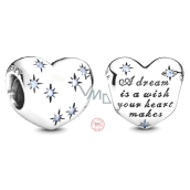Charm Sterling silver 925 Disney Cinderella - dream heart, bead on bracelet christmas