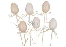 Natural egg with golden decoration 6 cm + skewers