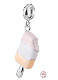 Charm Sterling Silver 925 Three-Colored Popsicle, Bracelet Pendant, Food and Drink