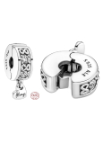 Charm Sterling silver 925 Family Forever Pavé stopper, clip bead on bracelet family
