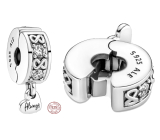 Charm Sterling silver 925 Family Forever Pavé stopper, clip bead on bracelet family