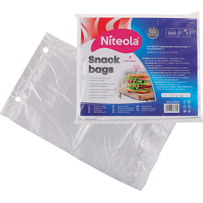 Niteola snack bags, HDPE, 20 × 30 cm, thickness 12 µ, clear, 50 pcs