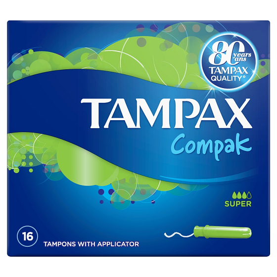 Tampax Compak Super Women's Tampons with Applicator 16 pieces