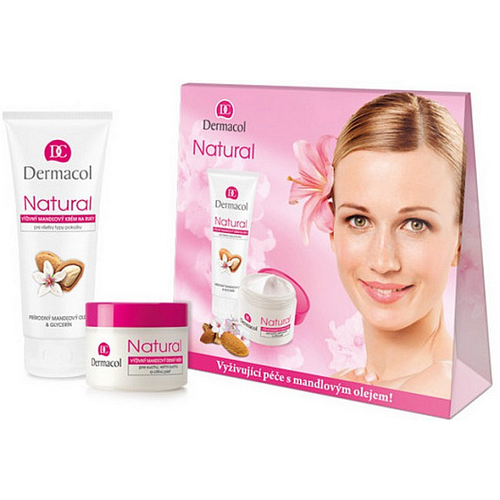 Dermacol Natural nourishing almond day for dry, very dry and sensitive skin 50 ml + nourishing almond hand cream 100 ml, cosmetic set
