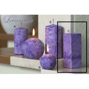 Lima Marble Lavender scented candle purple prism 45 x 120 mm 1 piece