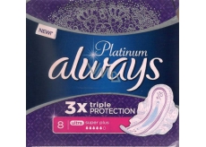 Always Platinum 3 x Triple Protection Ultra Super Plus hygienické vložky s křidélky 8 kusů
