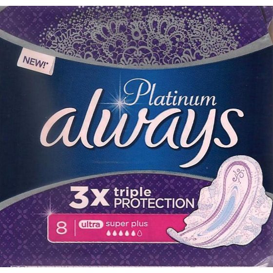 Always Platinum 3 x Triple Protection Ultra Super Plus sanitary napkins with wings 8 pieces