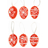 Plastic eggs for hanging red with ornaments 4 cm 6 pieces in a bag