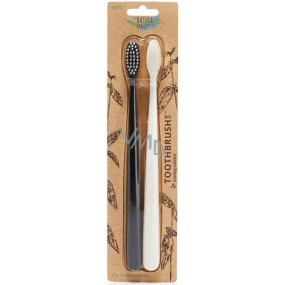 The Natural Family Co. Soft Bio toothbrush Black and white made of corn starch 2 pieces