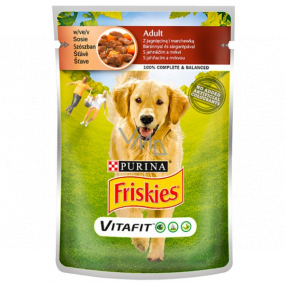 Purina Friskies Vitafit lamb with carrots in juice complete dog food pouch 100 g