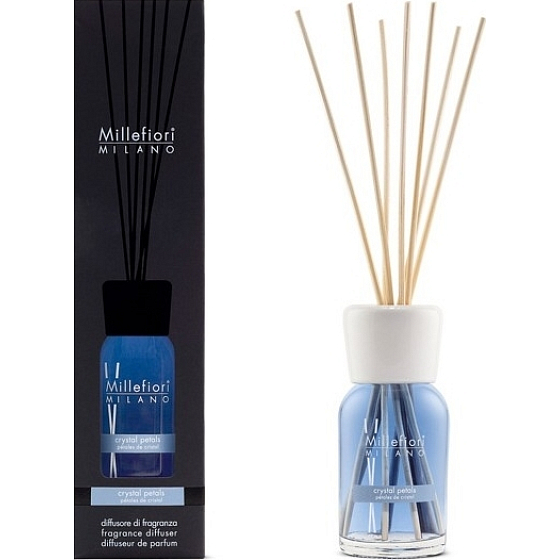 Millefiori Milano Natural Crystal Petals - Crystal leaves Diffuser 100 ml + 7 stalks 25 cm long for smaller spaces lasts 5-6 weeks