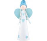Angel fleece with blue wings in the shape of a heart blue and white 40 cm