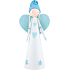 Angel fleece with blue wings in the shape of a heart blue and white 40 cm