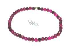 Ruby facet bracelet elastic natural stone, ball 4 mm / 16 - 17 cm, stone of love, passion, leadership