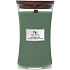 WoodWick Mint Leaves & Oak scented candle with wooden wick and lid glass large 609,5 g