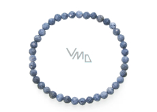 Coral blue facet bracelet elastic natural stone, ball 5 mm / 16 - 17 cm