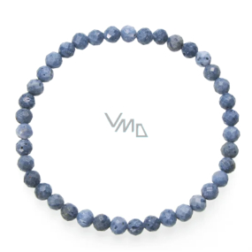 Coral blue facet bracelet elastic natural stone, ball 5 mm / 16 - 17 cm