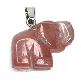 Crystal pink Elephant pendant natural stone, hand cut figurine 1,8 x 2,5 x 8 mm, stone stones